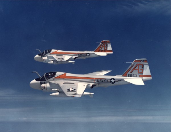 Grumman A-6E Intruders from Attack Squadron VA-65 Tigers in August 1972.