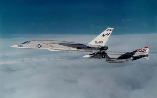 RVAH-11 RA-5C escorted by a VF-213 F4 over the Gulf of Tonkin
