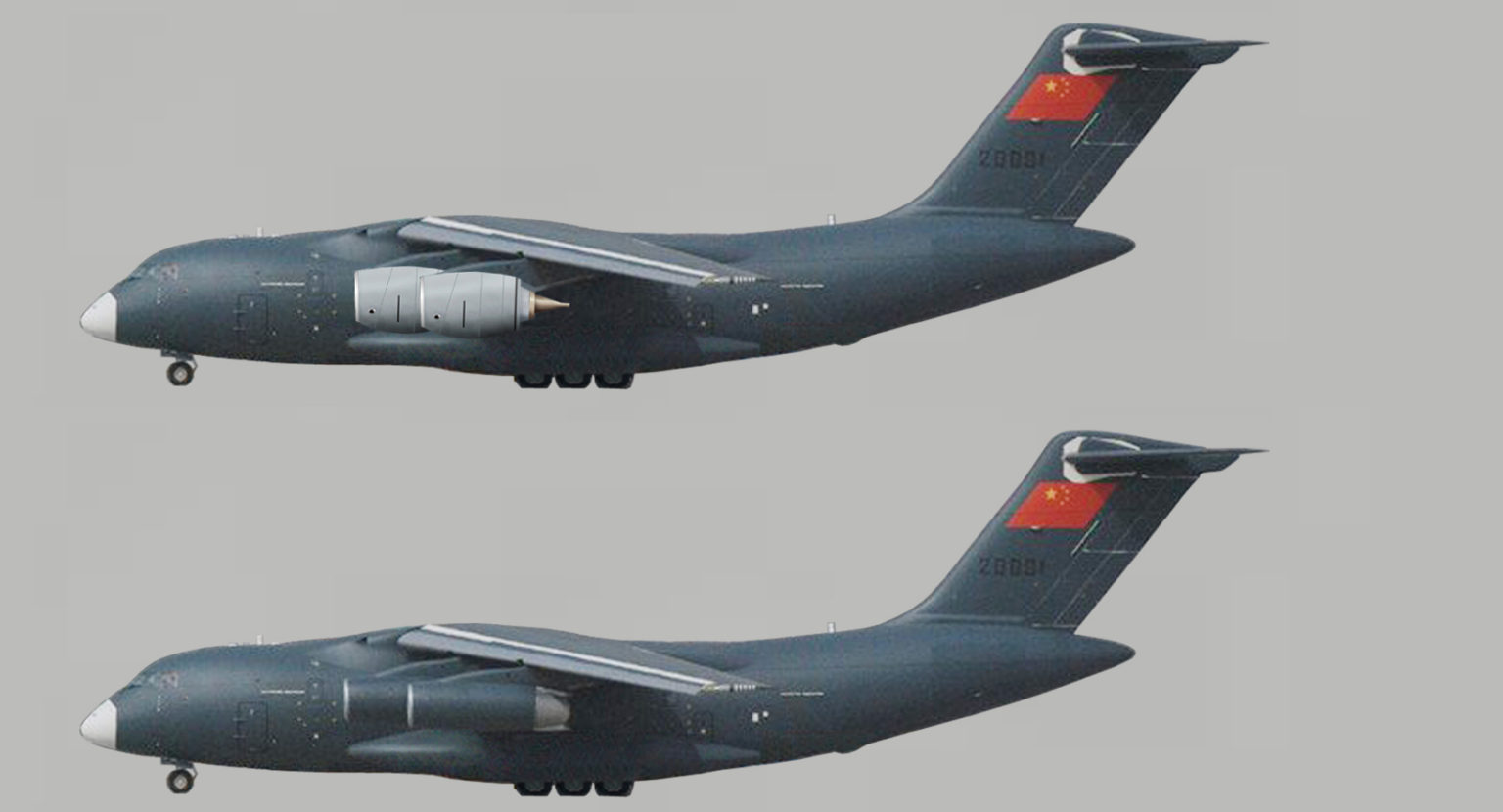 Aeronave de transporte militar Y-20 da China voa com motor WS-20 nacional