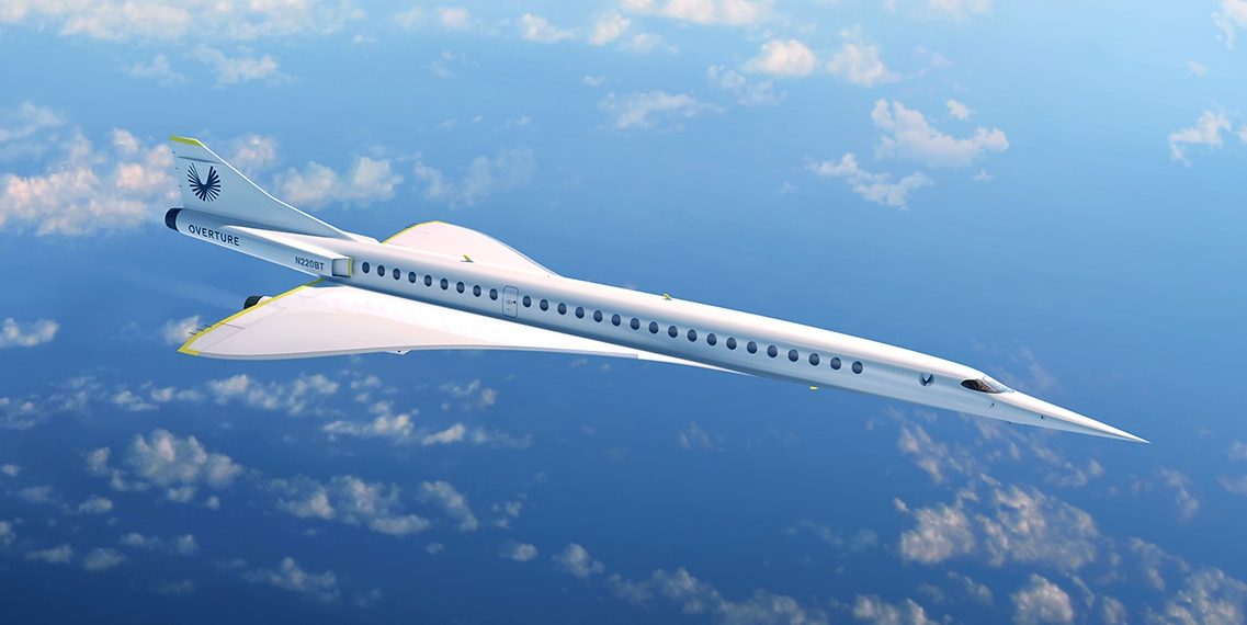 A futura aeronave supersônica Overture da Boom Supersonic.